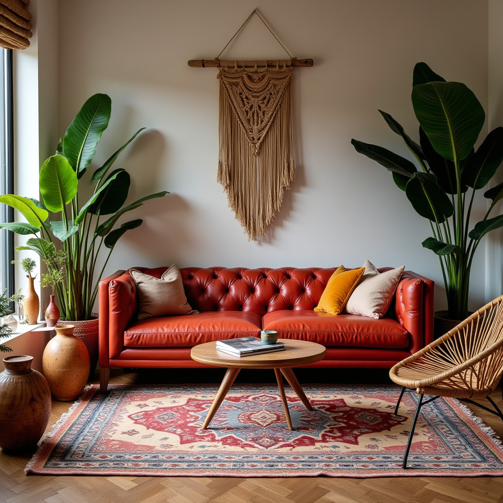 red couch living room 20