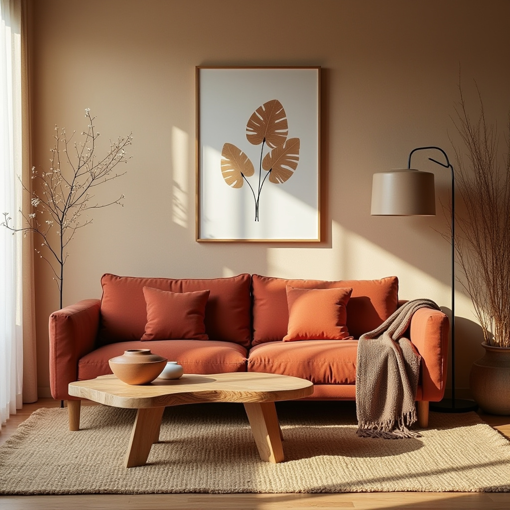 red couch living room 26
