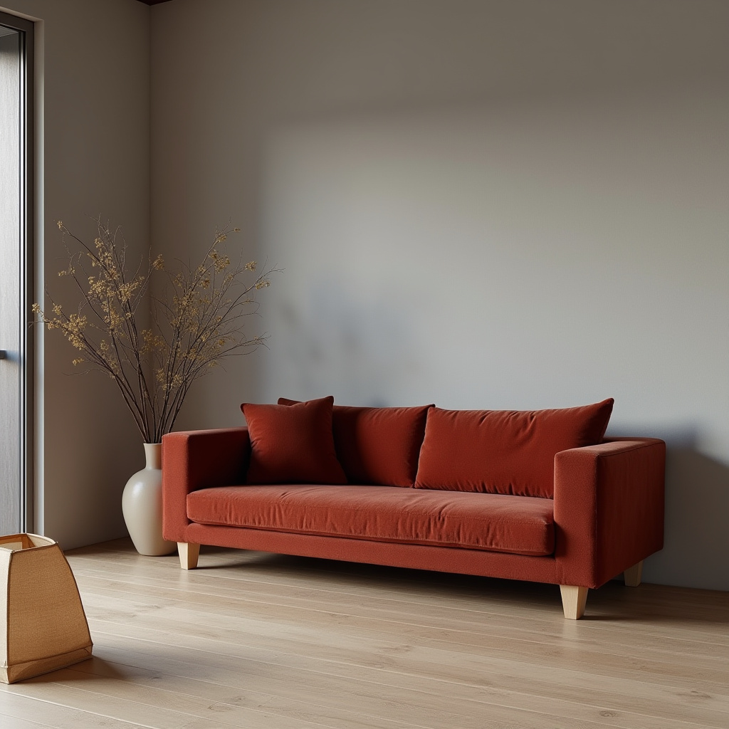 red couch living room 28