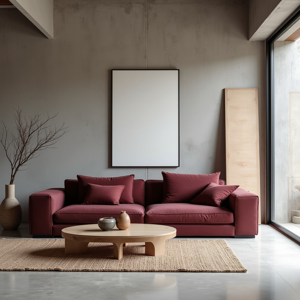 red couch living room 34