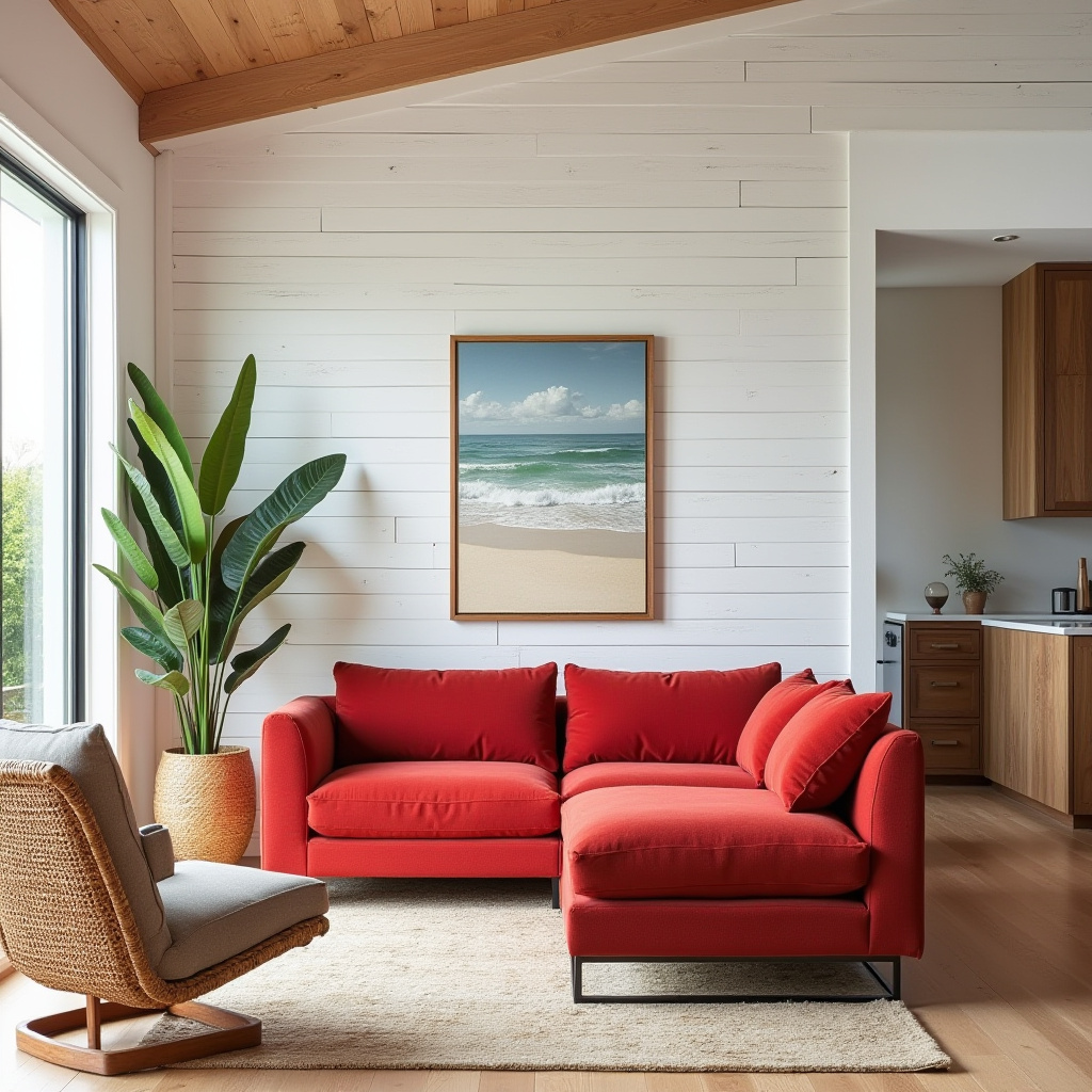 red couch living room 36