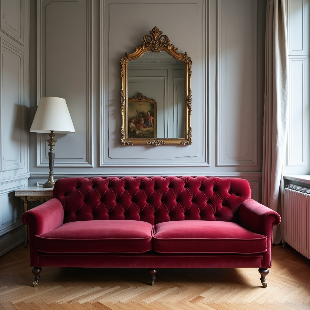 red couch living room 38