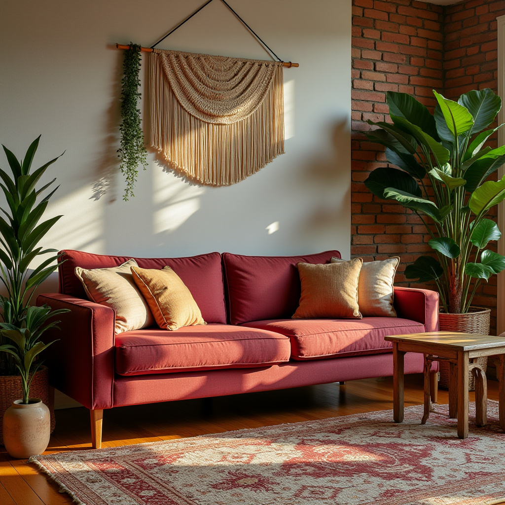 red couch living room 4