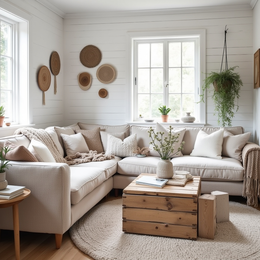 scandinavian boho living room 14