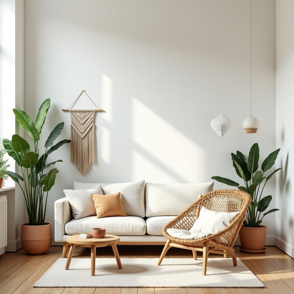 scandinavian boho living room 32