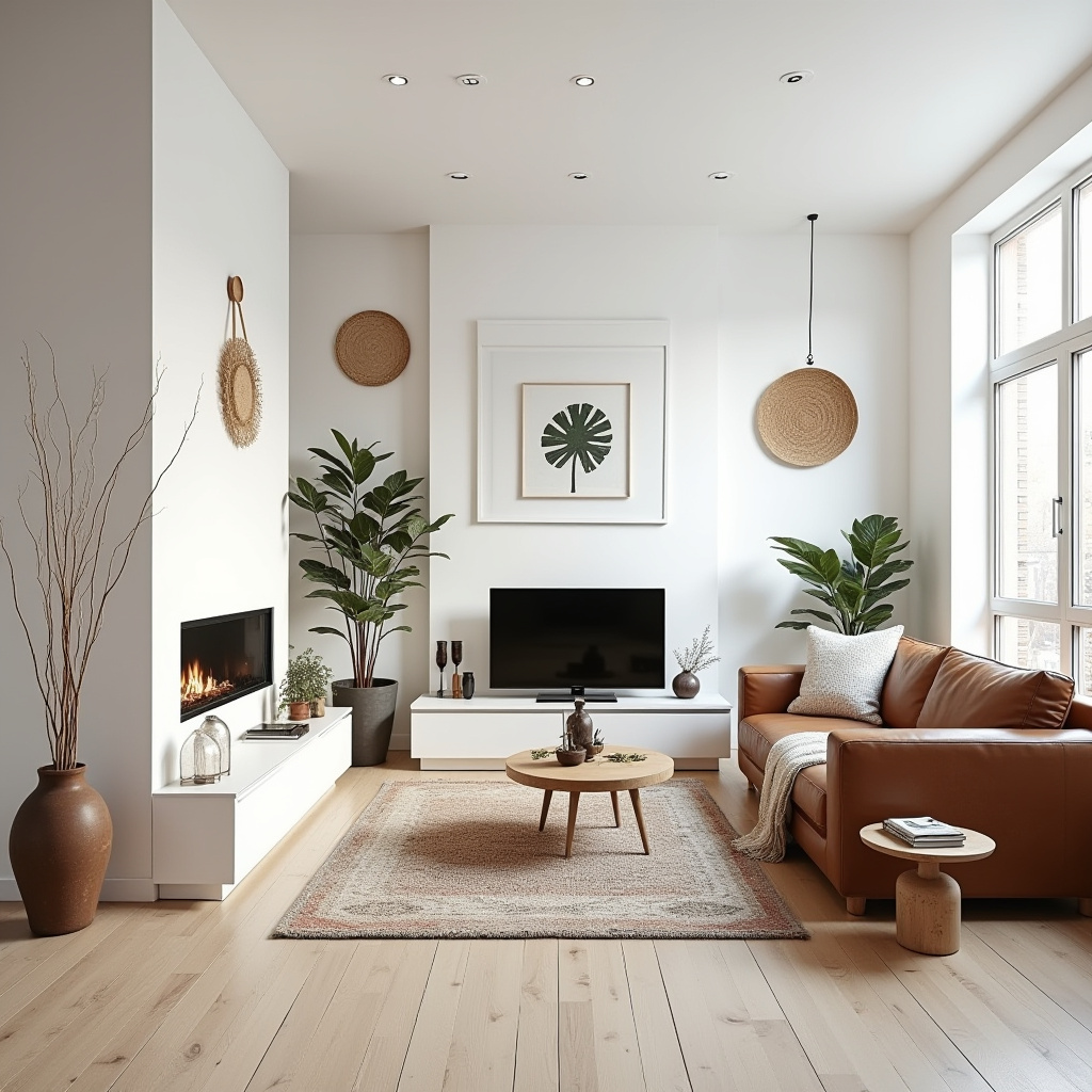 scandinavian boho living room 34