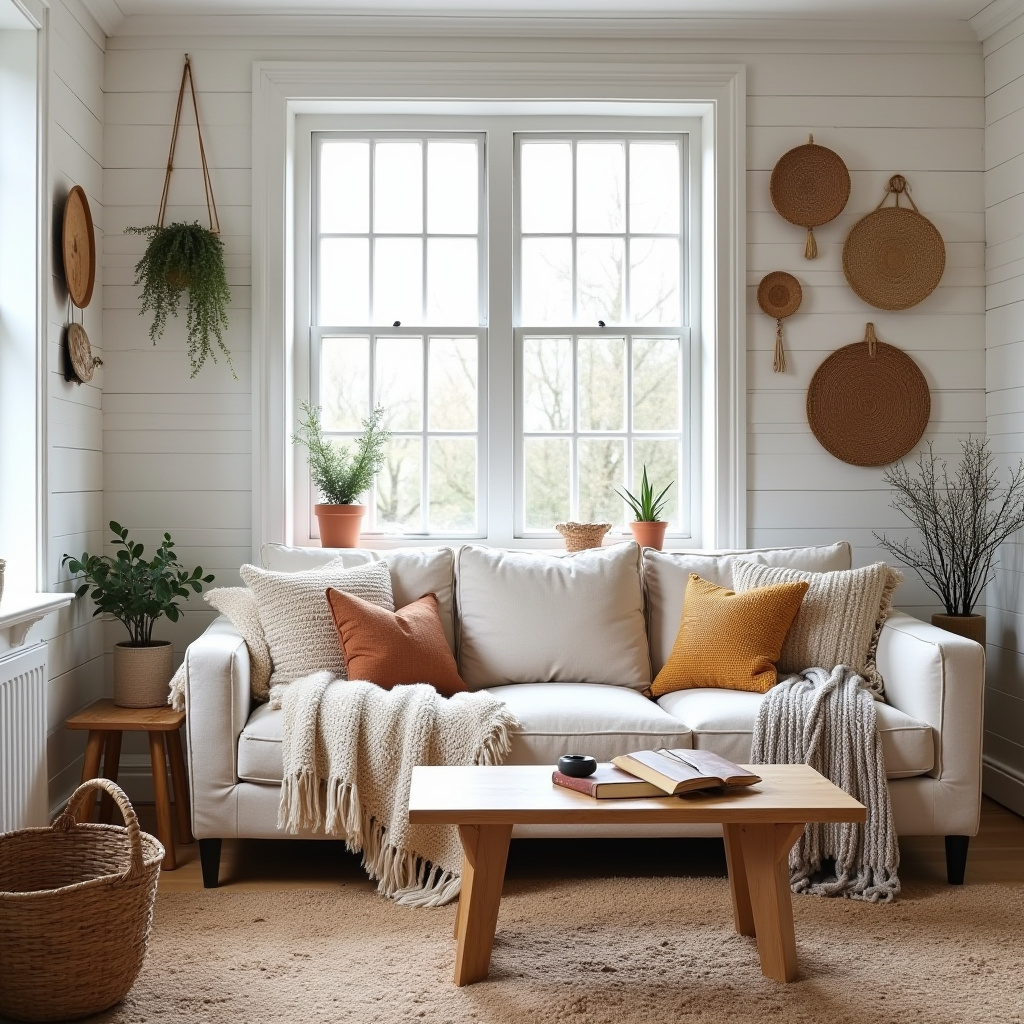 scandinavian boho living room 35