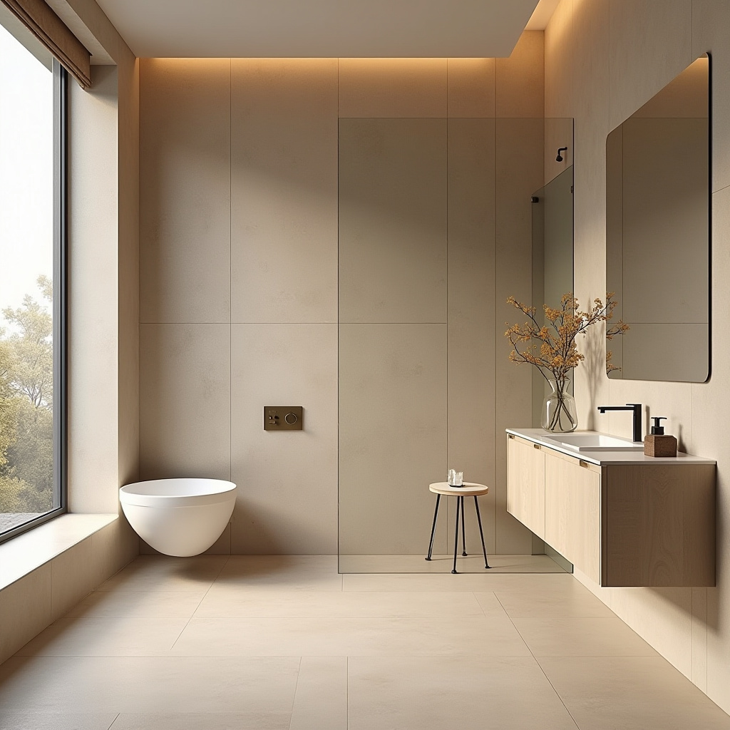 warm neutral bathroom ideas 38