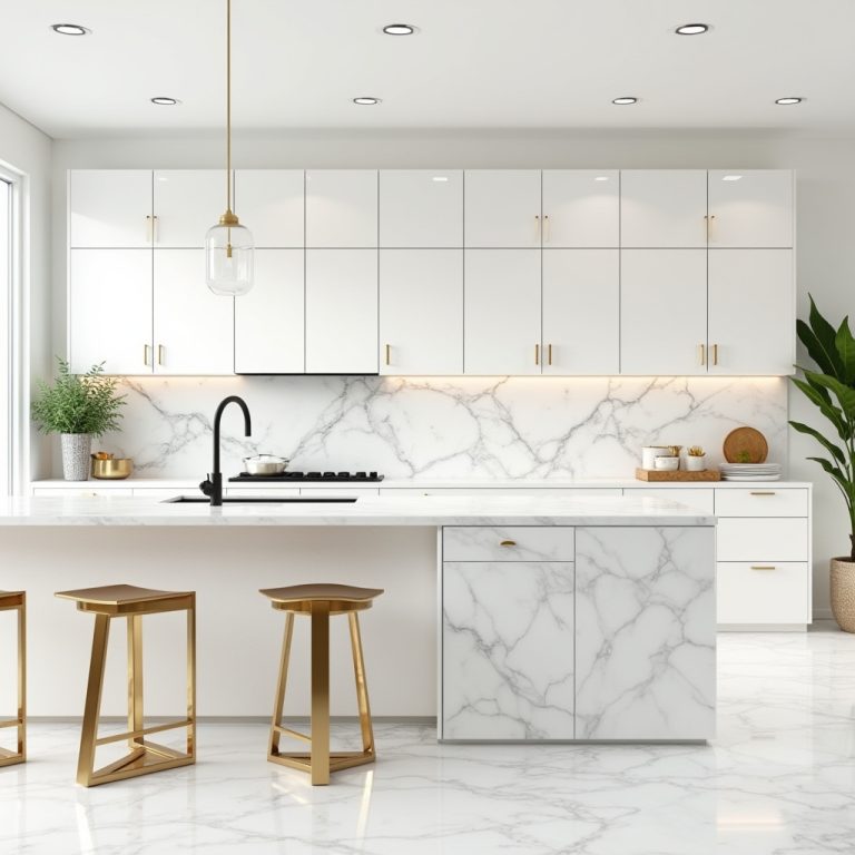 white and gold kitchen ideas 1