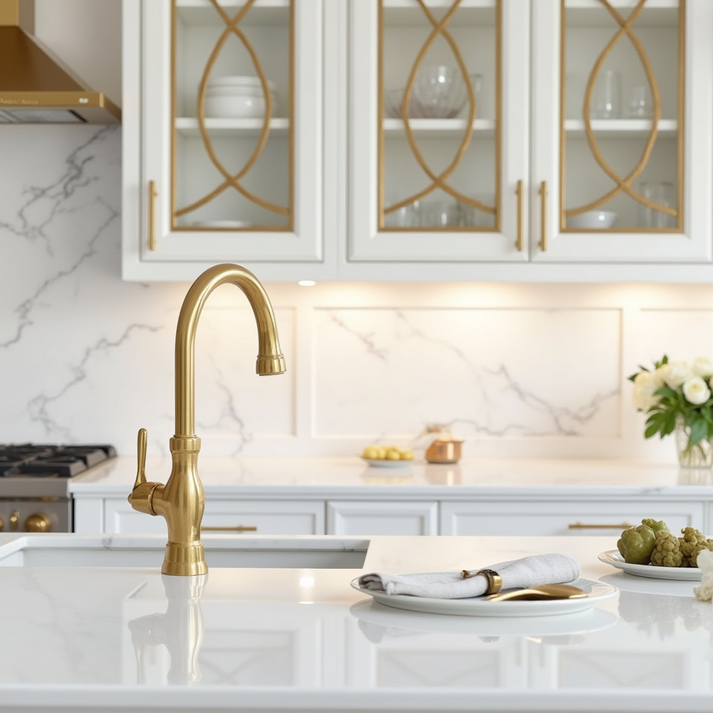 white and gold kitchen ideas 12