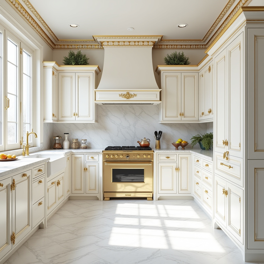white and gold kitchen ideas 25