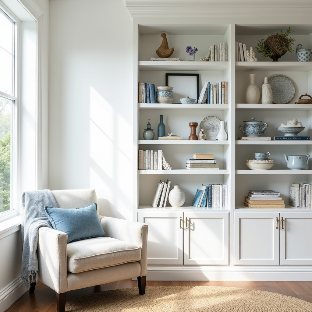 white bookshelf decor 12