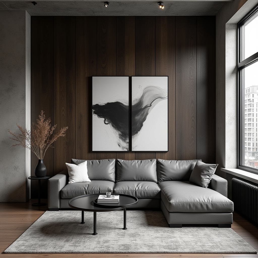 wood panel accent wall living room 14