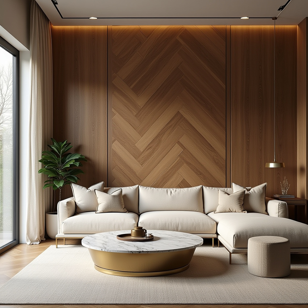 wood panel accent wall living room 16