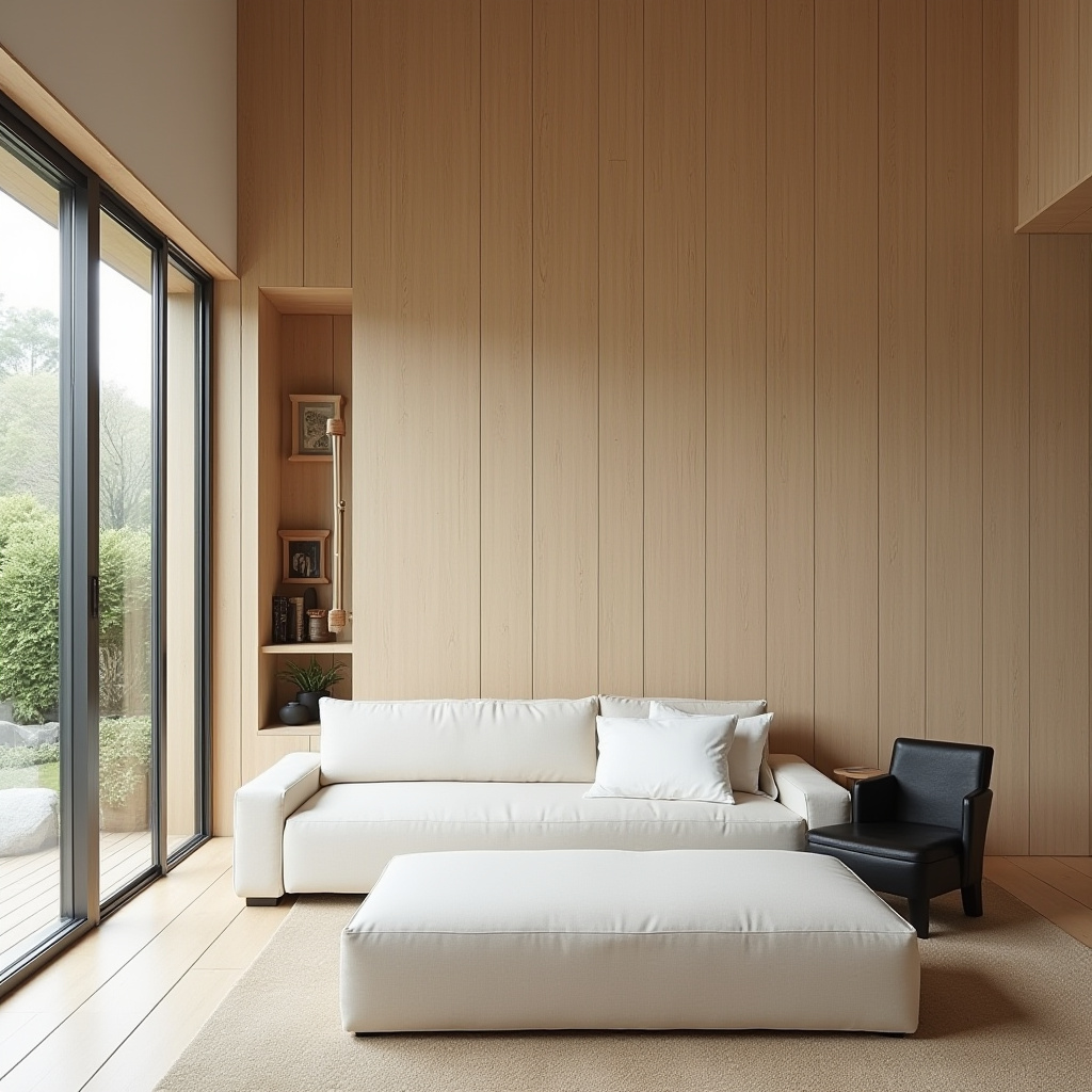 wood panel accent wall living room 17