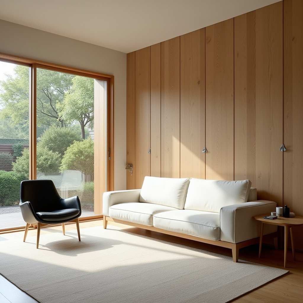 wood panel accent wall living room 18
