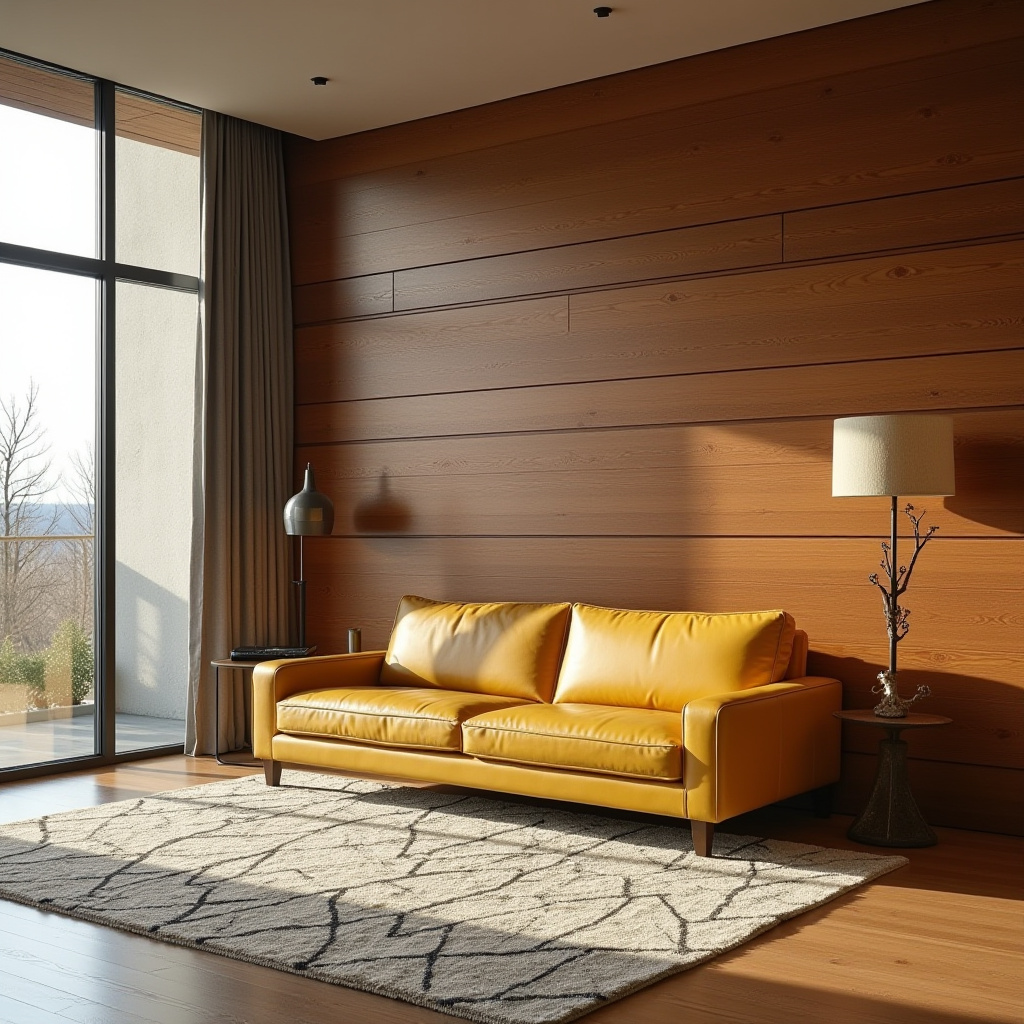 wood panel accent wall living room 19
