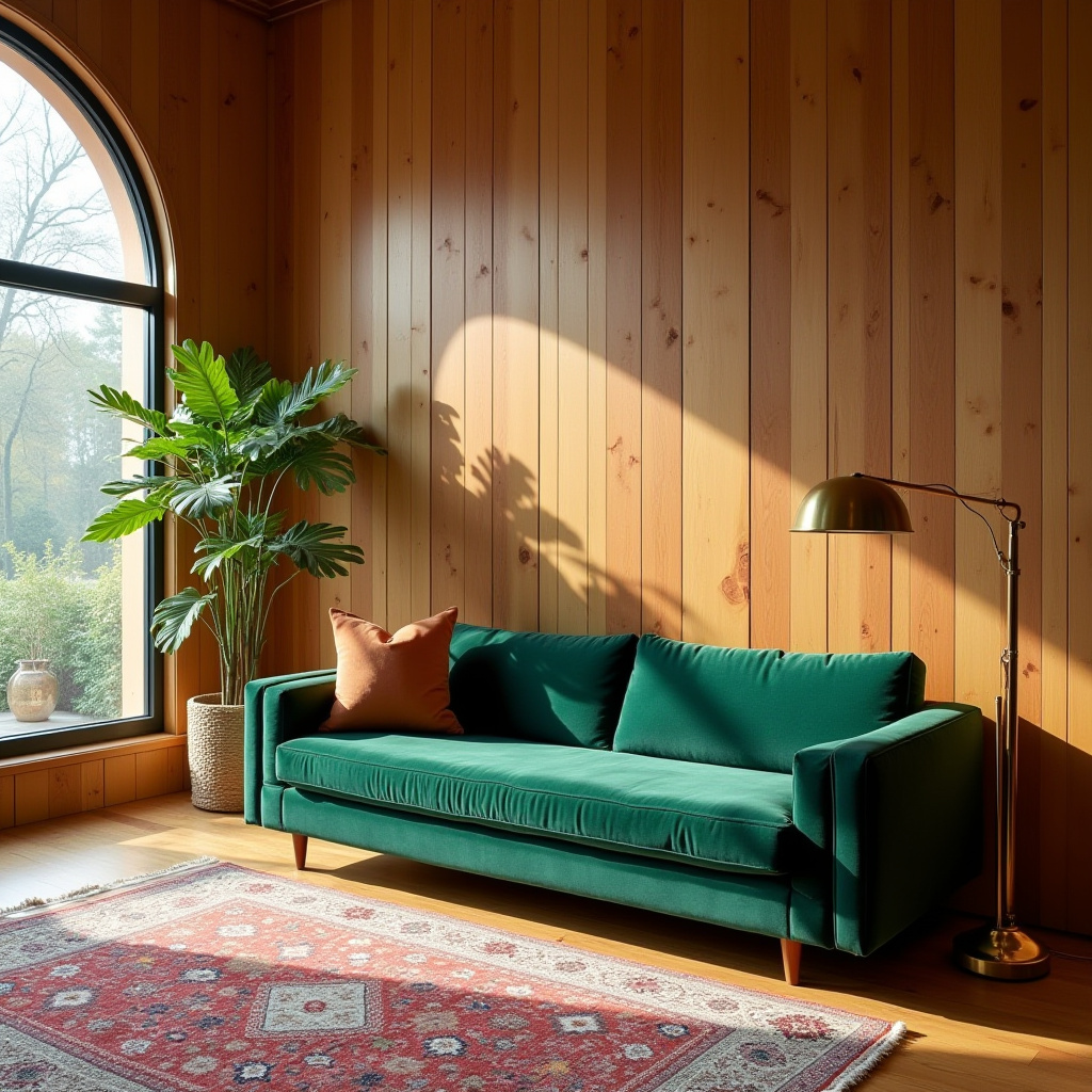 wood panel accent wall living room 24
