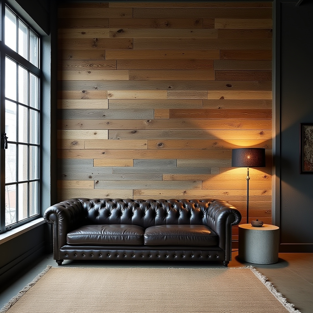 wood panel accent wall living room 4