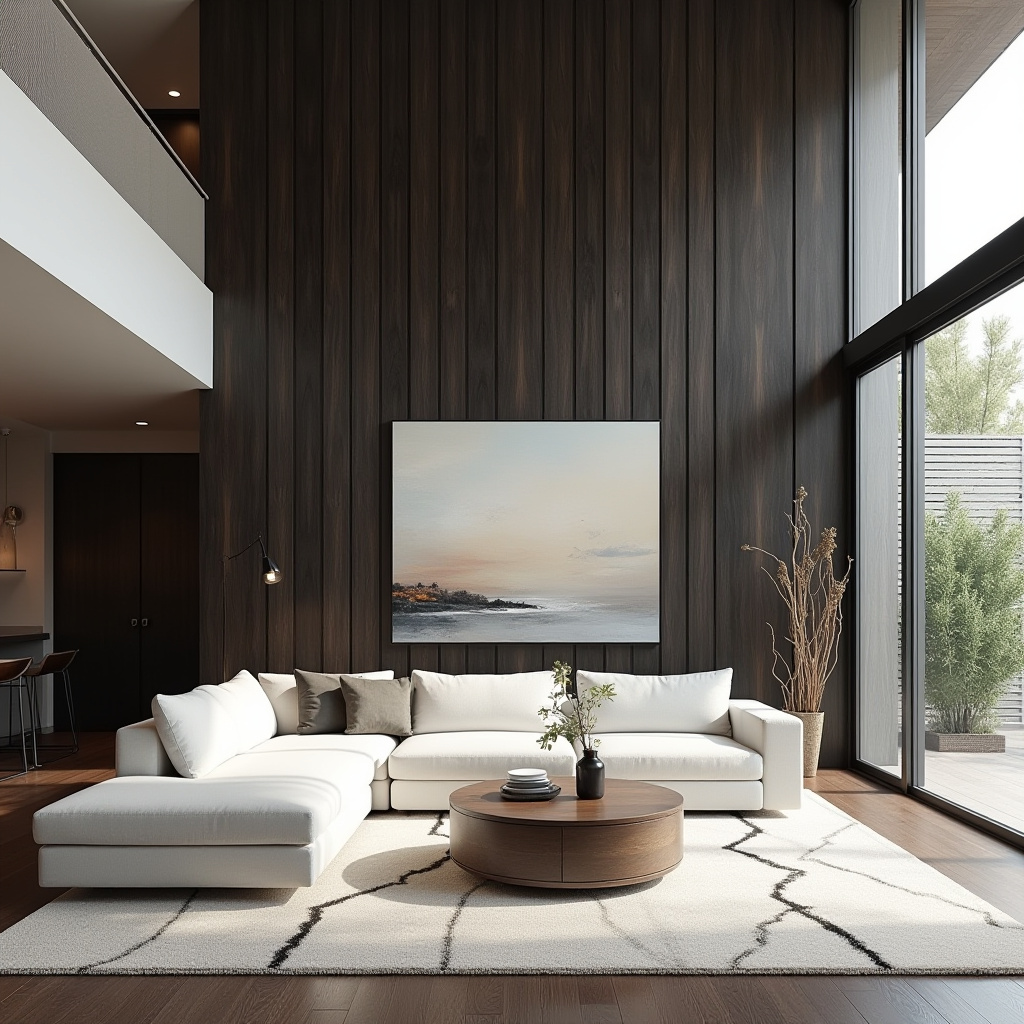 wood panel accent wall living room 5