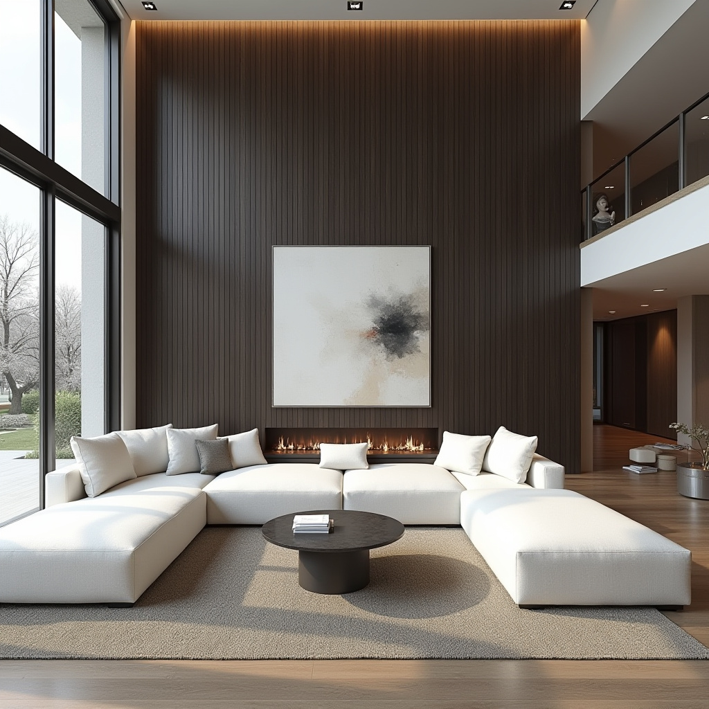 wood panel accent wall living room 6