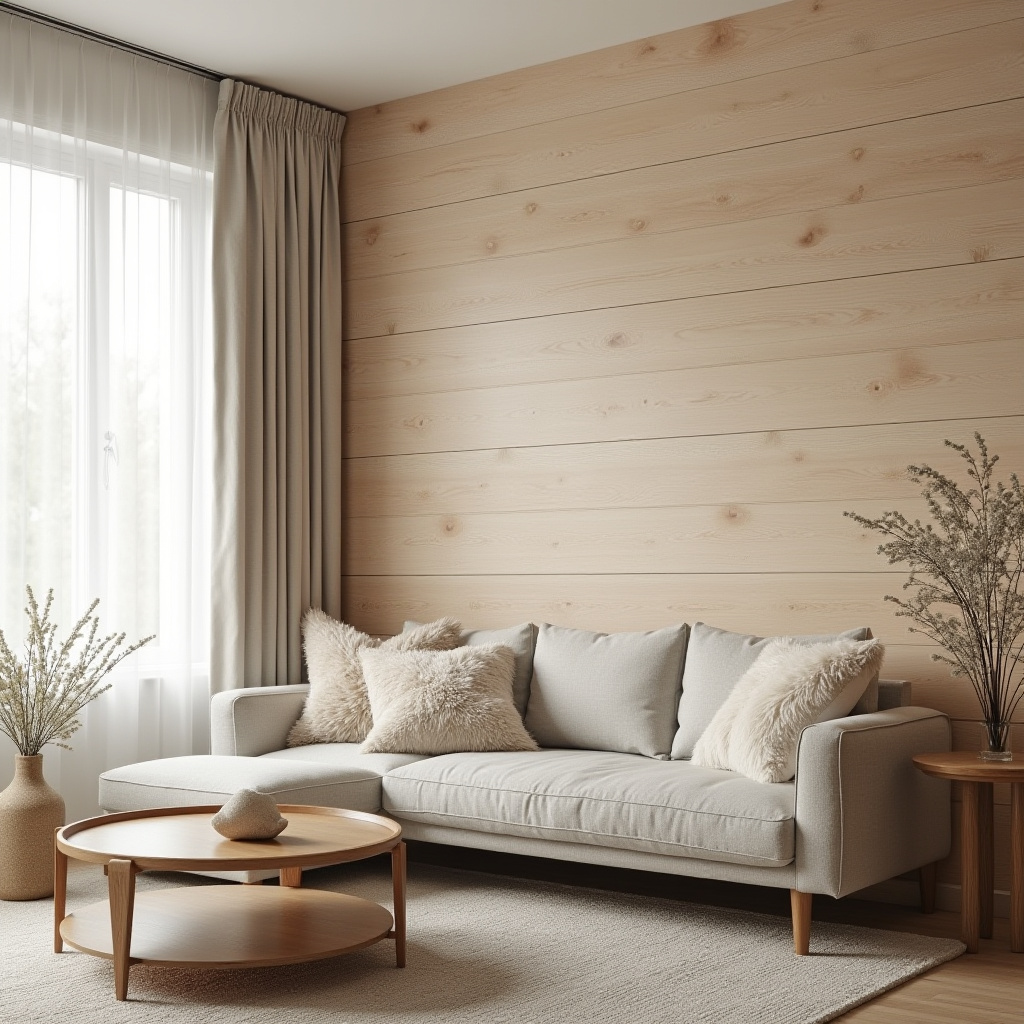 wood panel accent wall living room 8