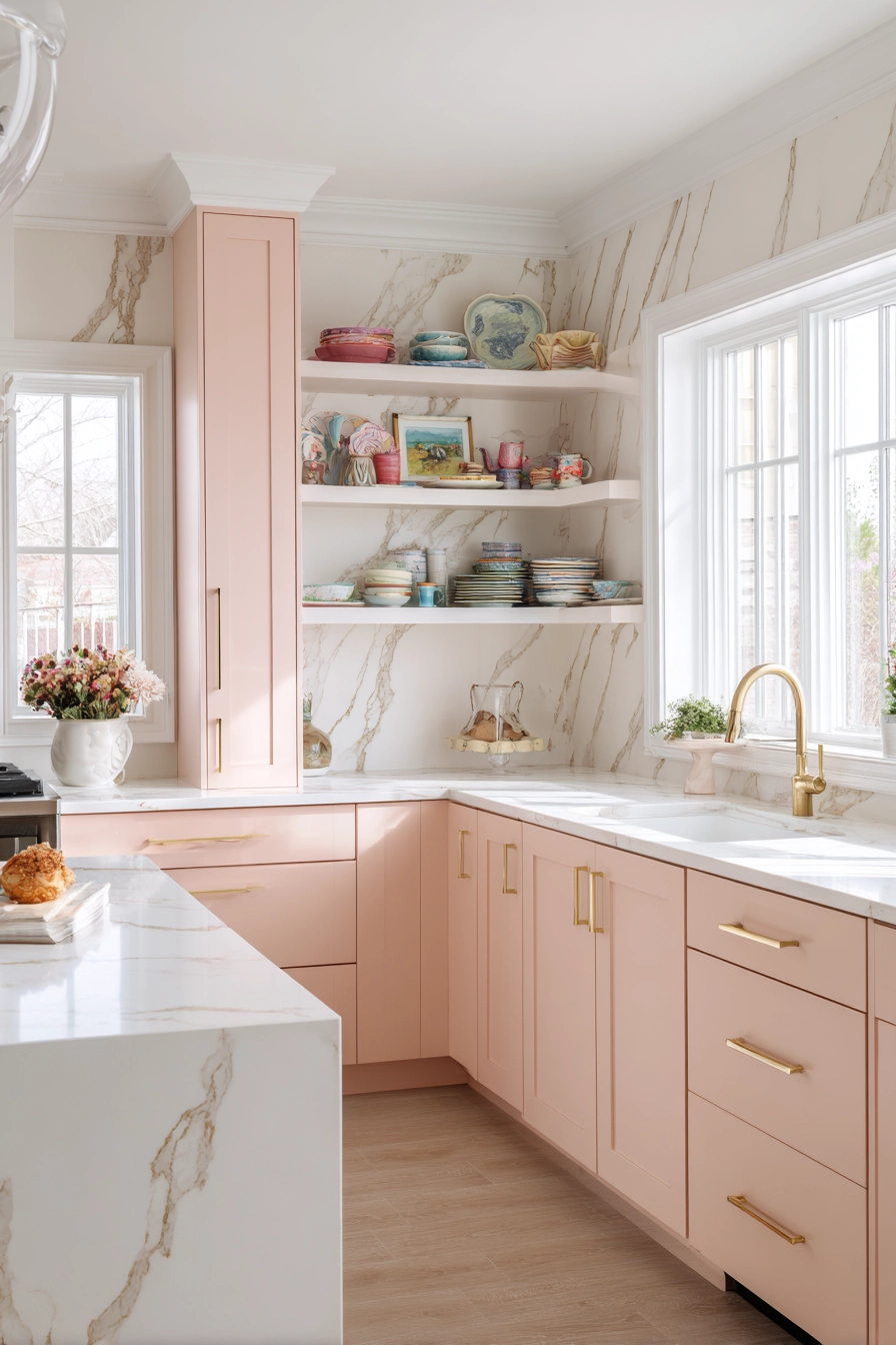 Pink Kitchen Cabinets 2
