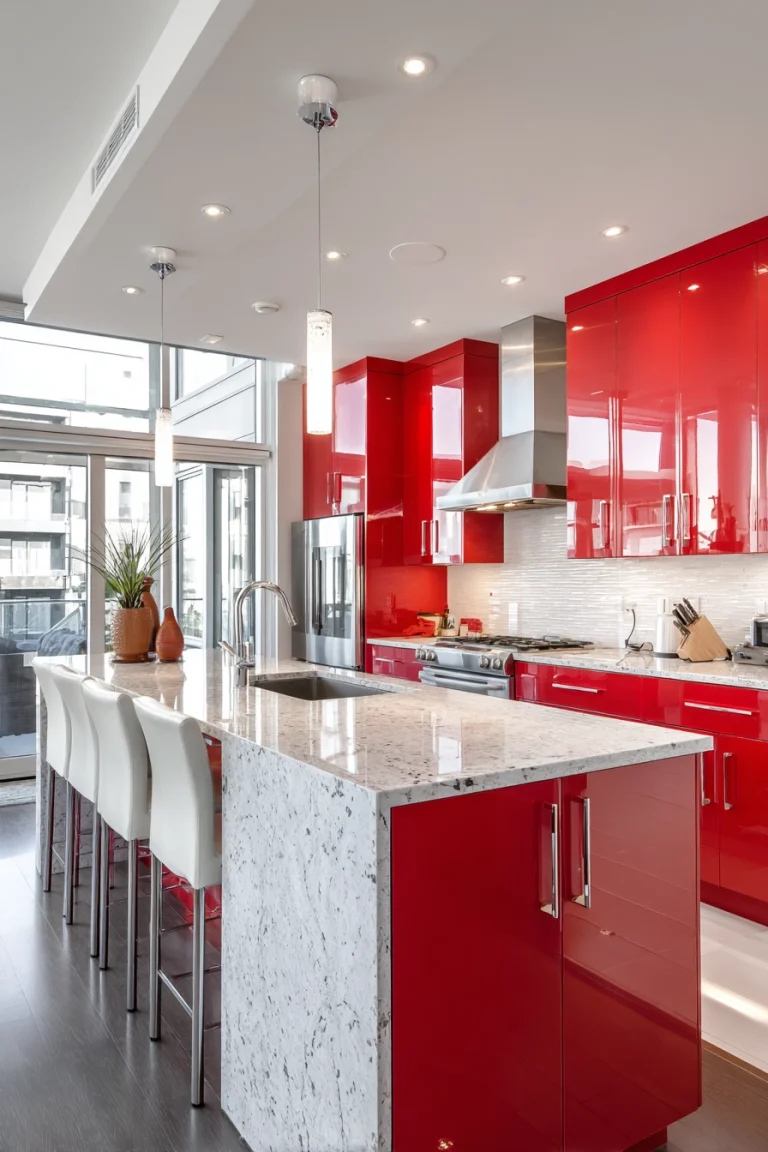 Red Kitchen Cabinets 1