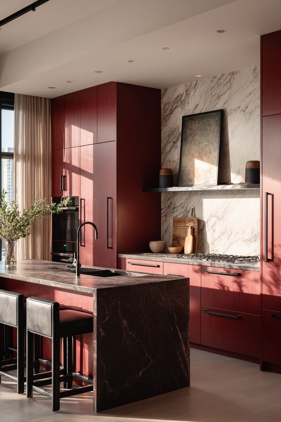 Red Kitchen Cabinets 11