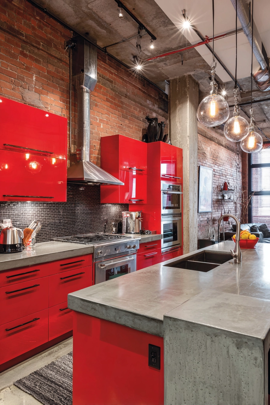 Red Kitchen Cabinets 13