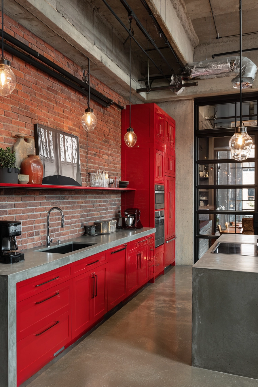 Red Kitchen Cabinets 14