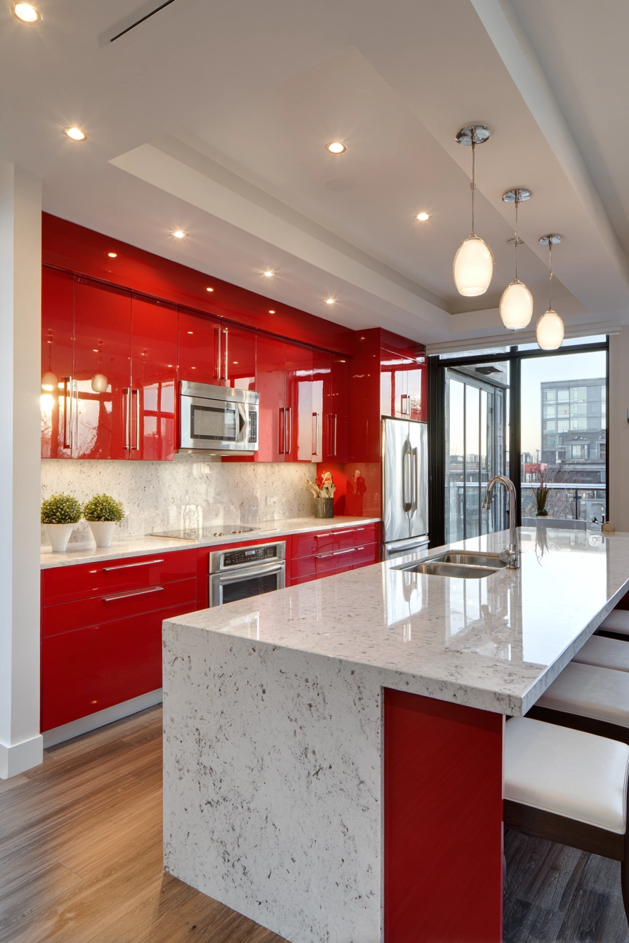 Red Kitchen Cabinets 2