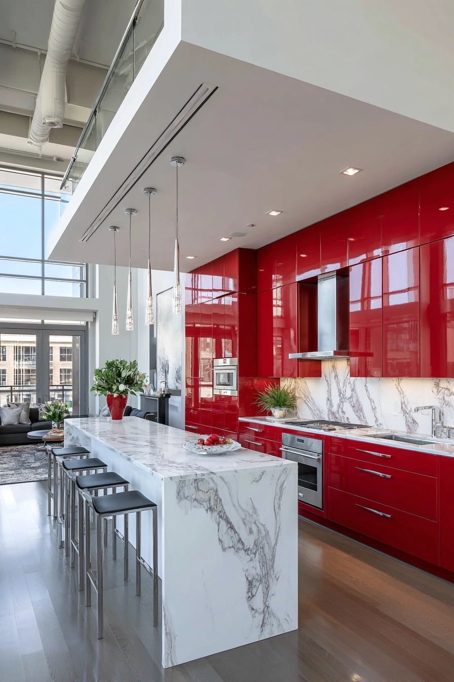 Red Kitchen Cabinets 3