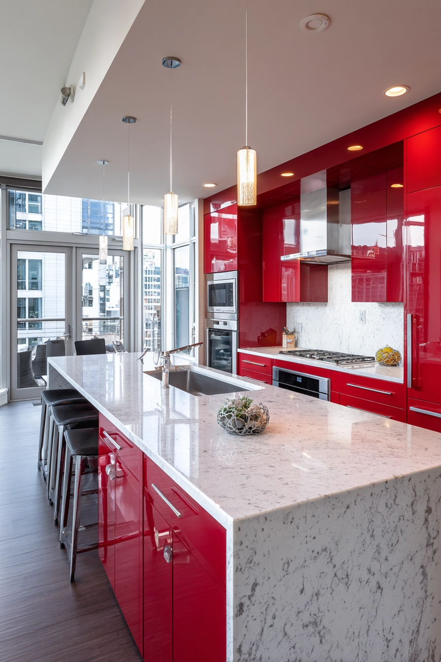 Red Kitchen Cabinets 4