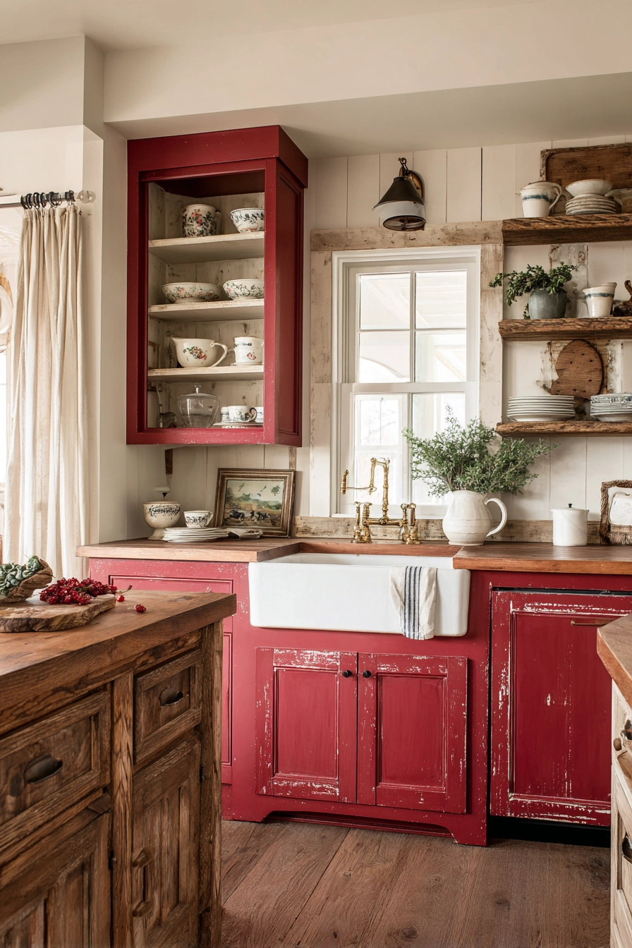 Red Kitchen Cabinets 5