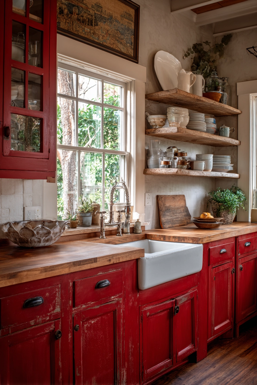 Red Kitchen Cabinets 6