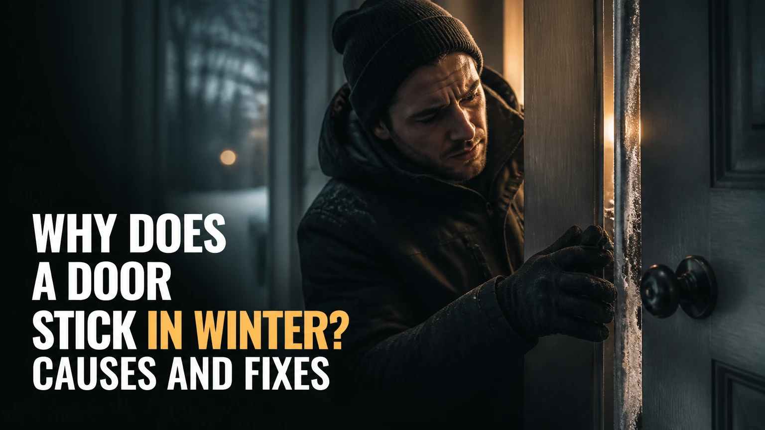 why does door stick in winter